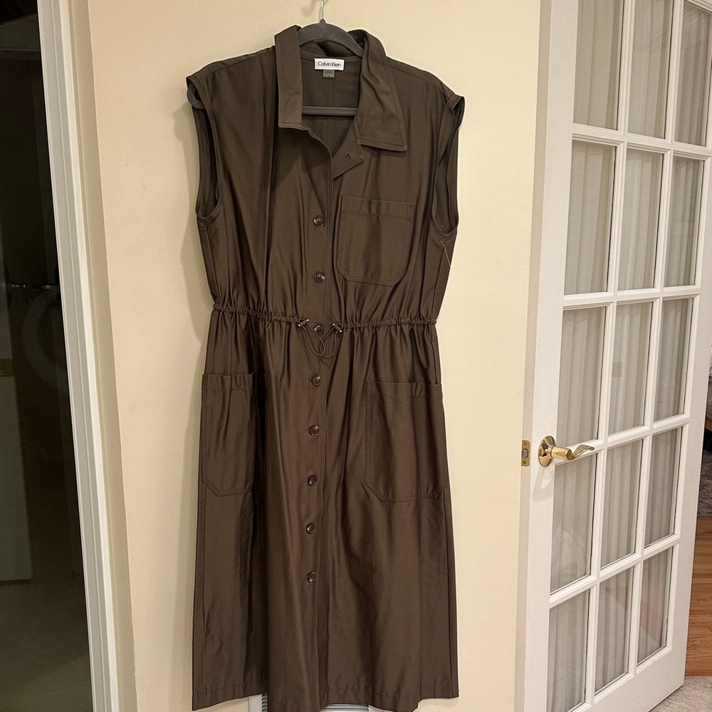 Calvin Klein Dark Olive Midi Dress